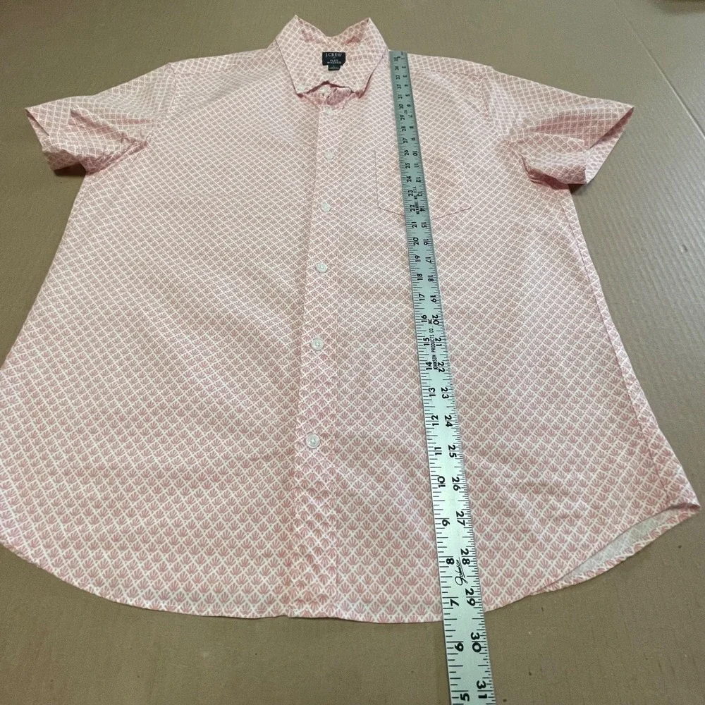 J.Crew Mercantile Men's L Washed Flex‎ Button Coral Geo Print Button Up Shirt
